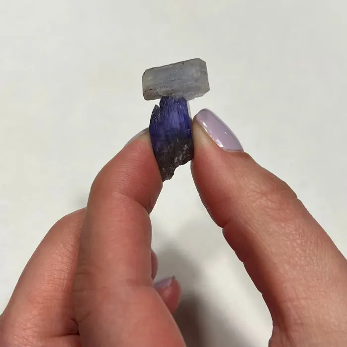 Prehnite on a Natural Tanzanite Crystal | 22.30ct Prehnite on a Natural Tanzanite Crystal | 22.30ct. Natural tanzanite crystal from Merelani Hills, photo 2 of 7