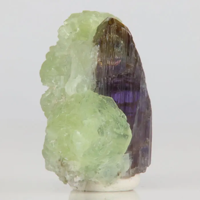 16.1ct Special Tanzanite & Prehnite Crystal 16.1ct Special Tanzanite & Prehnite Crystal. Natural tanzanite crystal from Merelani Hills, photo 1 of 5