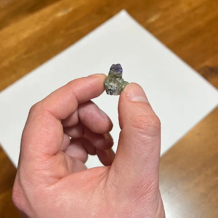 19.4ct Rare Tanzanite & Green Diopside Crystal 19.4ct Rare Tanzanite & Green Diopside Crystal. Natural tanzanite crystal from Merelani Hills, photo 2 of 4